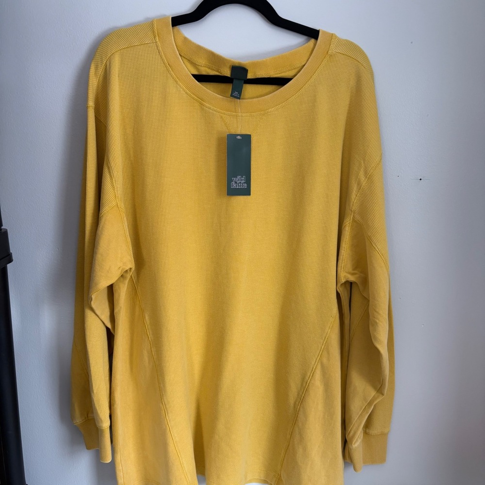 Wild Fable Yellow Waffle Knit Long Sleeve‎ Sweatshirt Top XXL